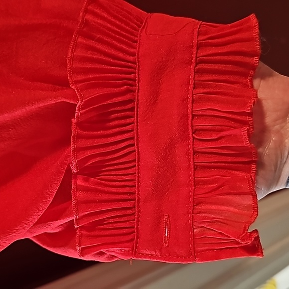 Sheer red ruffled blouse - Picture 3 of 6
